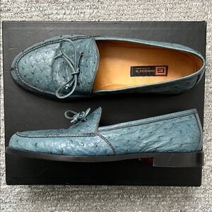 Giorgio’s of Palm Beach Teal Ostrich Leather Slip-Ons
